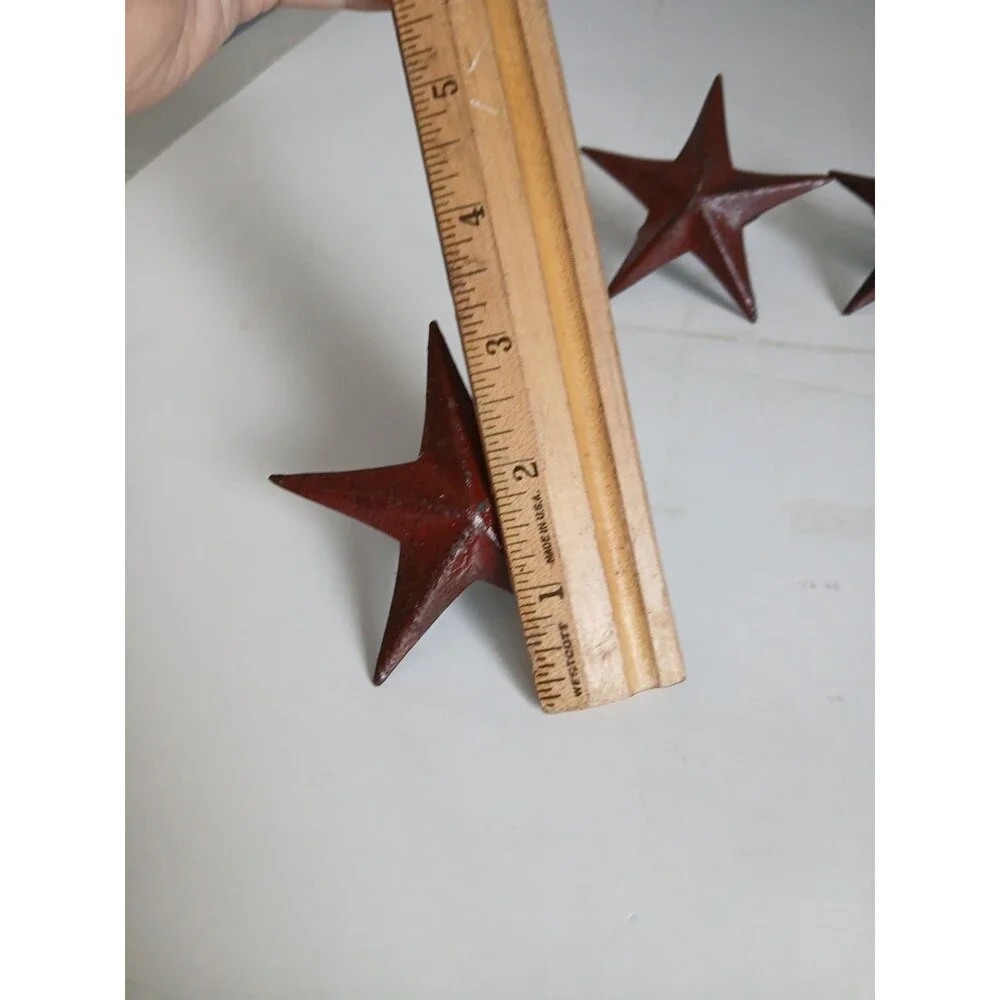 4 Rustic Star Napkin Rings Barn Red & Black